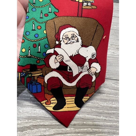 Peanuts Men's Snoopy Santa Claus Silk Neck Tie Christmas Holidays Charlie Brown - Picture 2 of 10